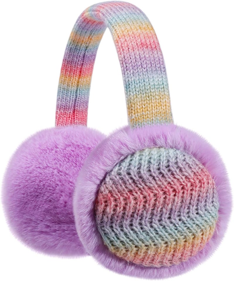 BUTITNOW Winter Knit EarMuffs for Kids Warm Furry Girls Ear Muffs Plush Toddler Ear Warmers Outdoor Ear Covers - Image 1